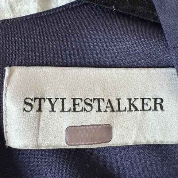 STYLESTALKER Nova Navy Jumpsuit Long-Sleeve Deep Plunge V-Neck Size Small 70s - Picture 7 of 14